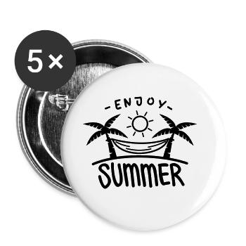 ÉTÉ PROFITEZ DES PALMIERS VINTAGE VACANCES MOTIFS DE SOLEIL - Lot de 5 grands badges (56 mm) - blanc - Devant