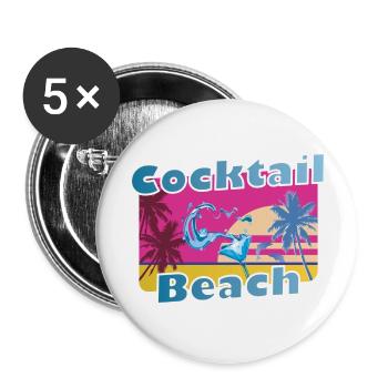 Cool Party Shirt Cadeau de vacances à la plage d’été - Lot de 5 grands badges (56 mm) - blanc - Devant