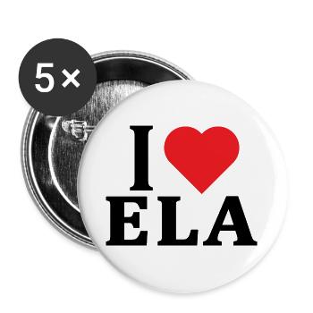 T-shirt J’adore Ela t-shirt idée cadeau - Lot de 5 grands badges (56 mm) - blanc - Devant