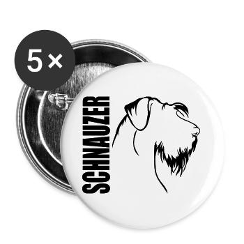 SCHNAUZER Profil Hunde Hund Wilsigns - Buttons groß 56 mm (5er Pack) - Weiß - Vorne