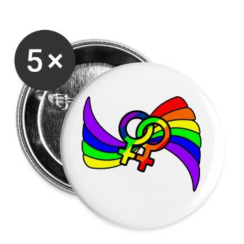 Regenbogen lesbies stolzes Logo - Buttons groß 56 mm (5er Pack) - Weiß - Vorne