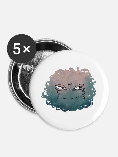Kleines Pelota Monster n°9 - Buttons groß 56 mm (5er Pack) - Weiß