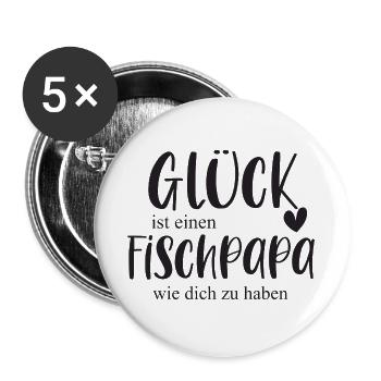 Fische Fischpapa Haustier Aquarium Geschenk - Buttons groß 56 mm (5er Pack) - Weiß - Vorne