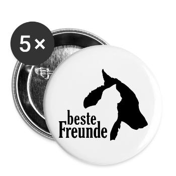 Hund Katze beste Freunde treuer Begleiter Gefährte - Buttons groß 56 mm (5er Pack) - Weiß - Vorne