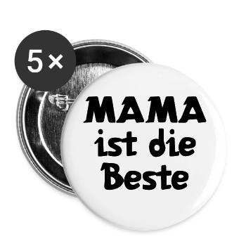 Mama ist die Beste | Mutter | Mama | Eltern - Buttons groß 56 mm (5er Pack) - Weiß - Vorne