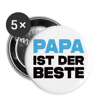 Papa Ist Der Beste - Buttons groß 56 mm (5er Pack) - Weiß - Vorne
