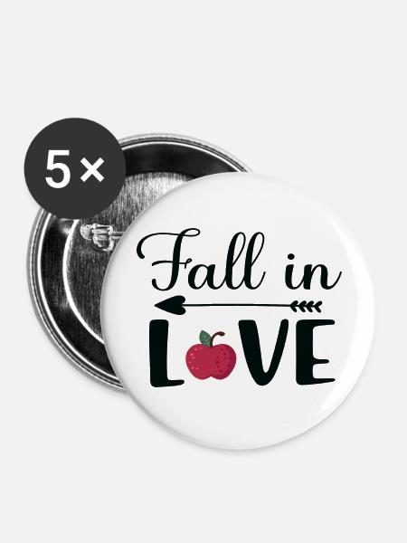 Fall in Love - Buttons groß 56 mm (5er Pack) - Weiß