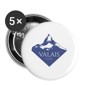 Valais Schweiz Alpen Design - Buttons groß 56 mm (5er Pack) - Weiß - Vorne
