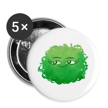 Little Pelota Monster n°4 – green - Buttons large 2.2''/56 mm (5-pack) - white - Front