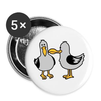 Friends 2 funny seagulls - Buttons large 2.2''/56 mm (5-pack) - white - Front