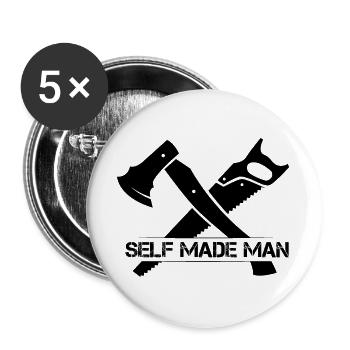 Icône du logo Symbole de la scie à hache Illustration Graphique - Lot de 5 grands badges (56 mm) - blanc - Devant