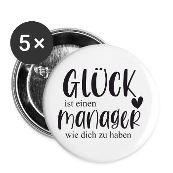 Fußball Manager Sport Fußballspieler Geschenk - Buttons groß 56 mm (5er Pack) - Weiß - Vorne