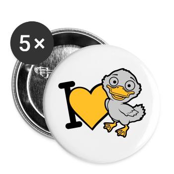 I Love Ducklings Comic - Buttons large 2.2''/56 mm (5-pack) - white - Front