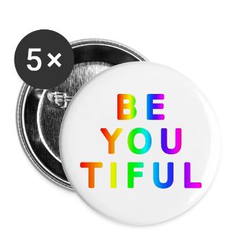 Schön Wort Schönheit cool lustig Wortspiel Motiv - Buttons groß 56 mm (5er Pack) - Weiß - Vorne