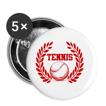 Tennis Sport - Buttons groß 56 mm (5er Pack) - Weiß - Vorne
