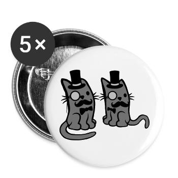 Men 2 Cat Friends - Buttons large 2.2''/56 mm (5-pack) - white - Front