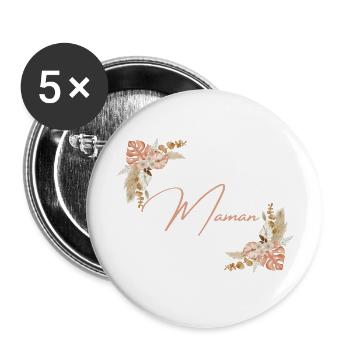 élu meilleure maman du monde - Lot de 5 grands badges (56 mm) - blanc - Devant