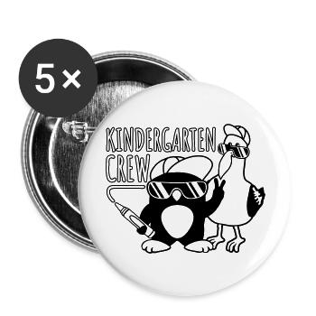 Pinguin Möwe Kindergarten Crew - Buttons groß 56 mm (5er Pack) - Weiß - Vorne