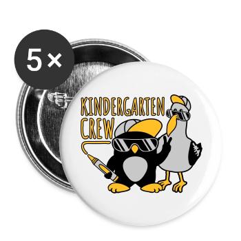 Kindergarten Crew Möwe Pinguin - Buttons groß 56 mm (5er Pack) - Weiß - Vorne