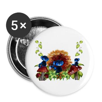 Autumn Forest Blue Monkeys - Buttons large 2.2''/56 mm (5-pack) - white - Front