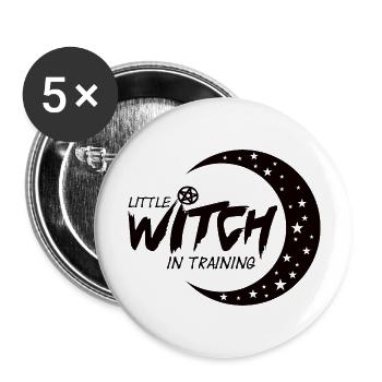 Little Witch in training - schwarz - Buttons groß 56 mm (5er Pack) - Weiß - Vorne