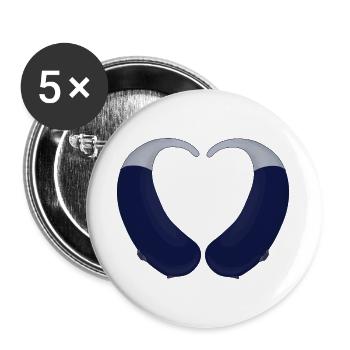 Herz und Hörgerät - Buttons groß 56 mm (5er Pack) - Weiß - Vorne