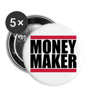 Bar Logo Money Maker - Lot de 5 grands badges (56 mm) - blanc - Devant
