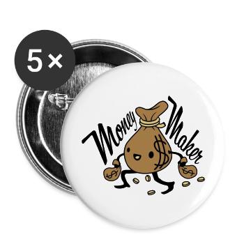 Money Maker living money bag - Buttons large 2.2''/56 mm (5-pack) - white - Front