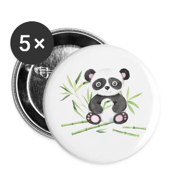 Cute Panda Baby Asia China Japan Panda Bear Bear - Buttons large 2.2''/56 mm (5-pack) - white - Front