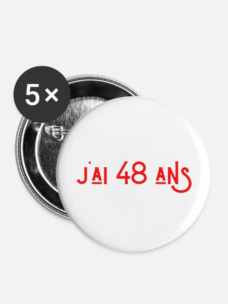 bref j'ai un 48 ans pour la deuxième fois - Lot de 5 grands badges (56 mm) - blanc