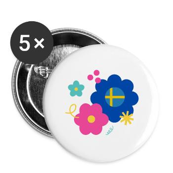 Blommor - Buttons groß 56 mm (5er Pack) - Weiß - Vorne