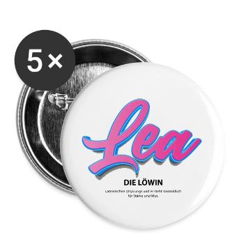 Lea in 3 D mit Bedeutung - Buttons groß 56 mm (5er Pack) - Weiß - Vorne