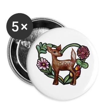 Art fauve mignon - Lot de 5 grands badges (56 mm) - blanc - Devant