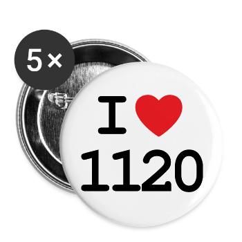 J’adore 1120 - Ich liebe Meidling Shirt - Lot de 5 grands badges (56 mm) - blanc - Devant