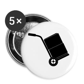 Déménageur de chariot avec deux boîtes - Lot de 5 grands badges (56 mm) - blanc - Devant