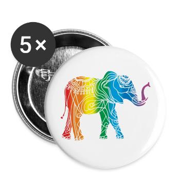 Elefant - Buttons groß 56 mm (5er Pack) - Weiß - Vorne
