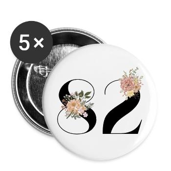 82nd Anniversary Flowers (Gift of 82 years) - Buttons large 2.2''/56 mm (5-pack) - white - Front
