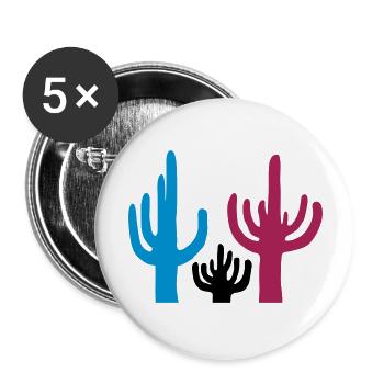 Colorful 3 Cactus Desert - Buttons large 2.2''/56 mm (5-pack) - white - Front