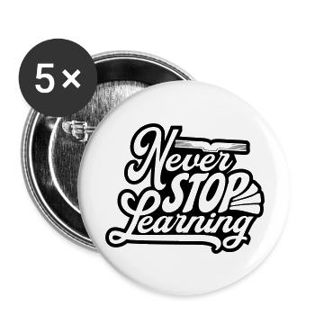never stop learning quote - Buttons large 2.2''/56 mm (5-pack) - white - Front