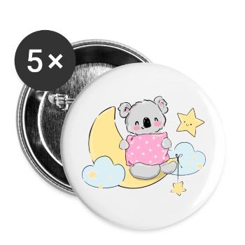 Koala Blue Olivia - Buttons groß 56 mm (5er Pack) - Weiß - Vorne