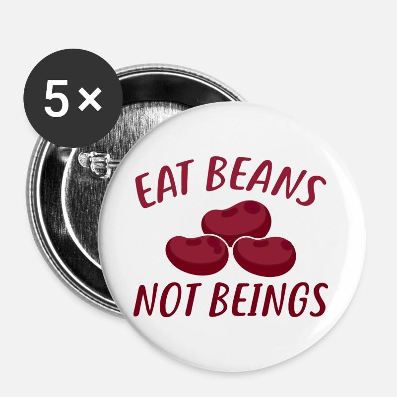 Eat Beans Not Beings - Buttons large 2.2''/56 mm (5-pack) - white