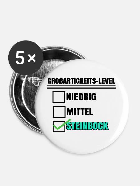 Astrologie Steinbock Statement Tierkreiszeichen - Buttons groß 56 mm (5er Pack) - Weiß