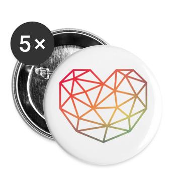 Polygon Heart Gradient Colorful Love Music Romance - Buttons large 2.2''/56 mm (5-pack) - white - Front
