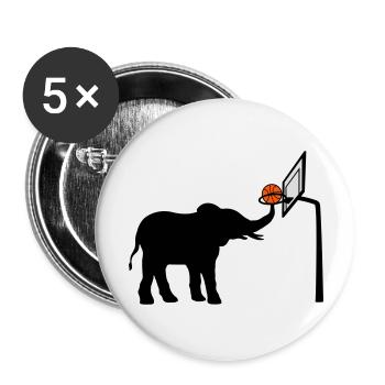 Basketball spielender Elefant Silhouette - Buttons groß 56 mm (5er Pack) - Weiß - Vorne