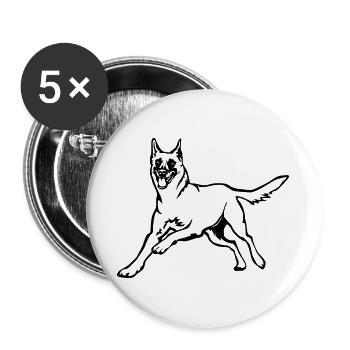 Malinois - Buttons groß 56 mm (5er Pack) - Weiß - Vorne