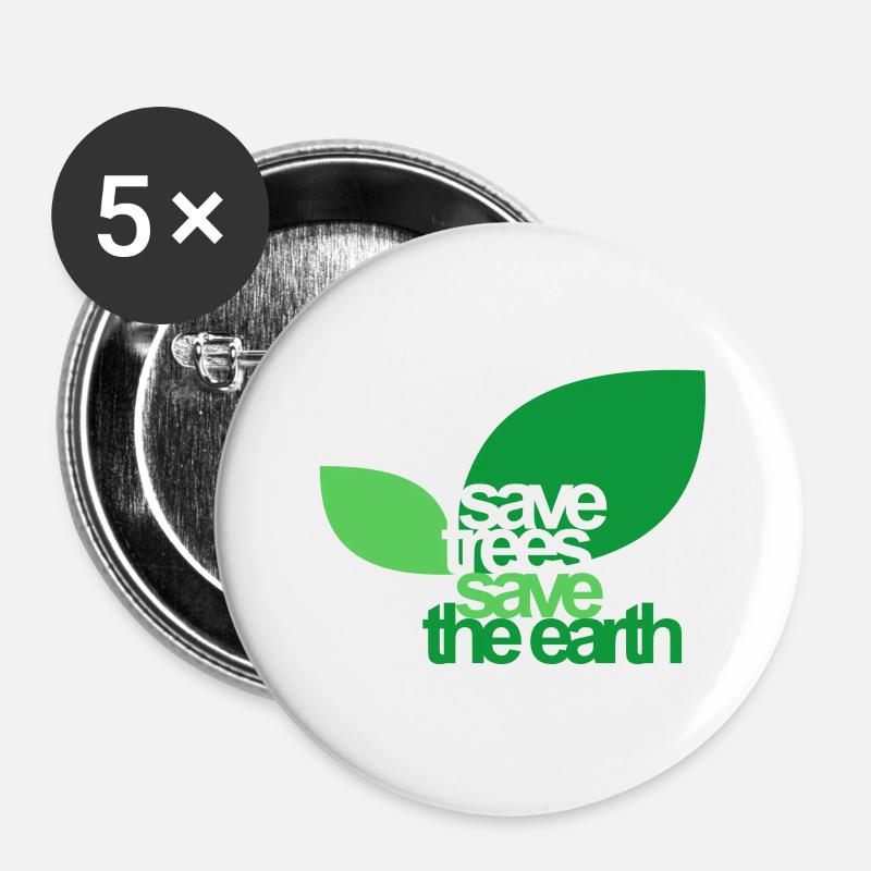 SAVE TREES - Buttons large 2.2''/56 mm (5-pack) - white