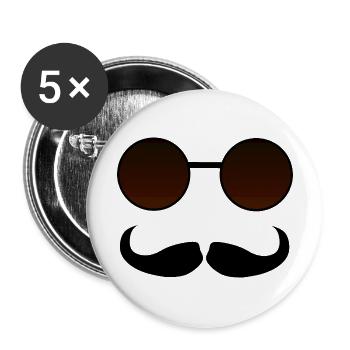 Hispter Moustache et Google - Lot de 5 grands badges (56 mm) - blanc - Devant