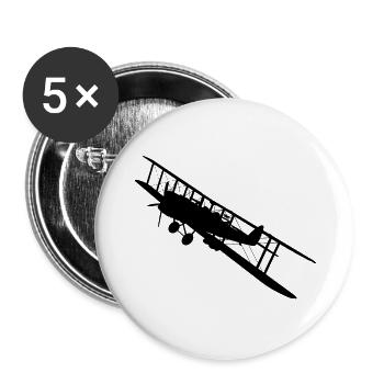 Doppeldecker Flugzeug von 1915 - Buttons groß 56 mm (5er Pack) - Weiß - Vorne