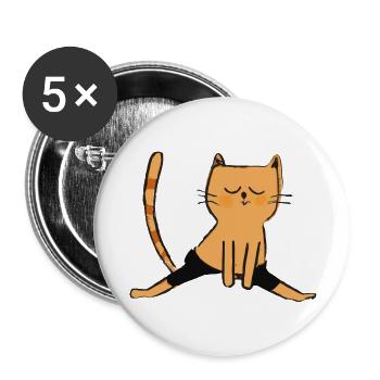 Cat fait une idée cadeau pour les amateurs de yoga yoga - Lot de 5 grands badges (56 mm) - blanc - Devant