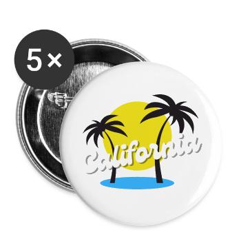 Palmen Kalifornien Urlaub - Buttons groß 56 mm (5er Pack) - Weiß - Vorne